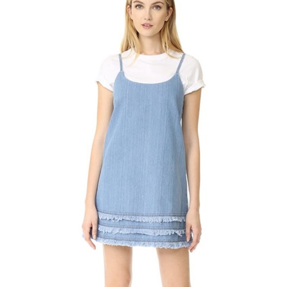 Revolve The Fifth Label Chambray Denim Empire Mini Shift Dress Blue Small Cowboy
